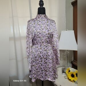 Zara Purple Floral Long Sleeve Dress